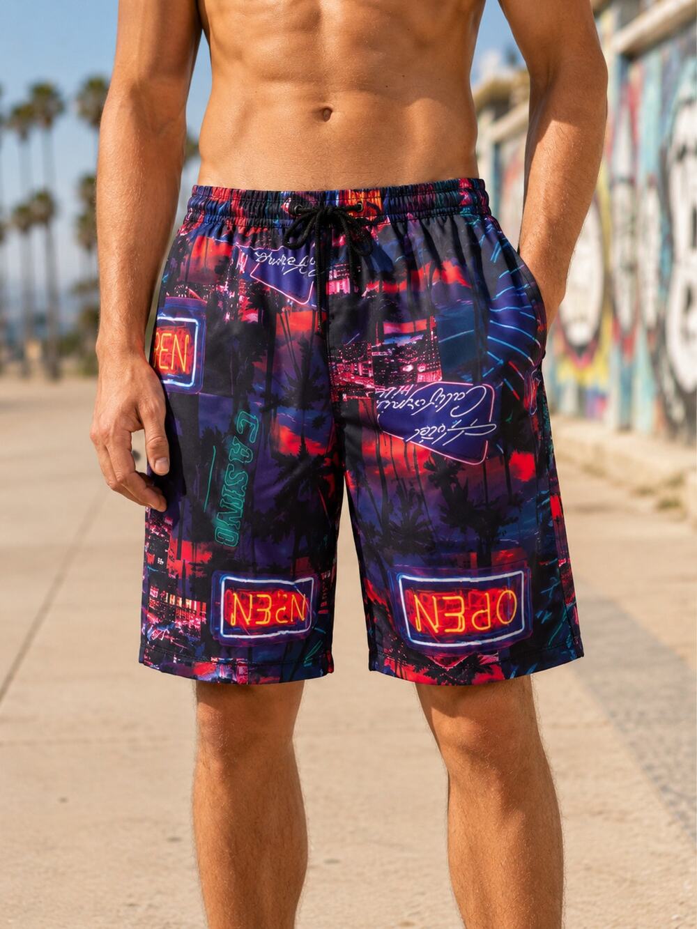 Drill Clothing Co Fresh Prince Bel-Air Neon Open Print Shorts Large - New